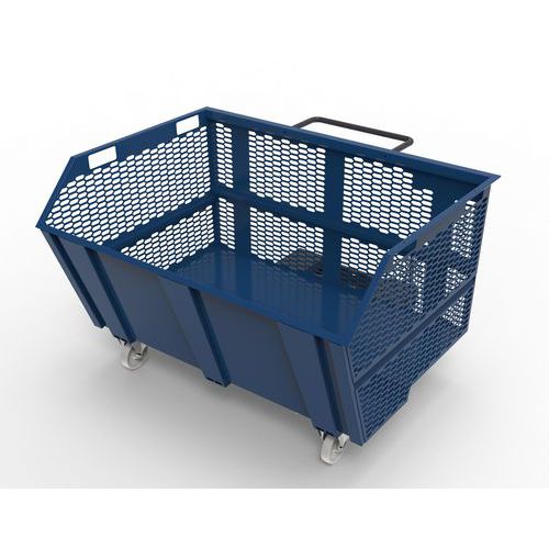 Benna porta rottami 1600L - pareti in rete RAL 5010,