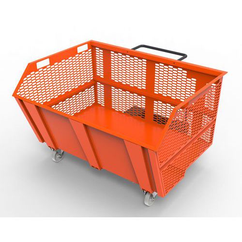 Benna porta rottami 1600L - pareti in rete RAL 2004,