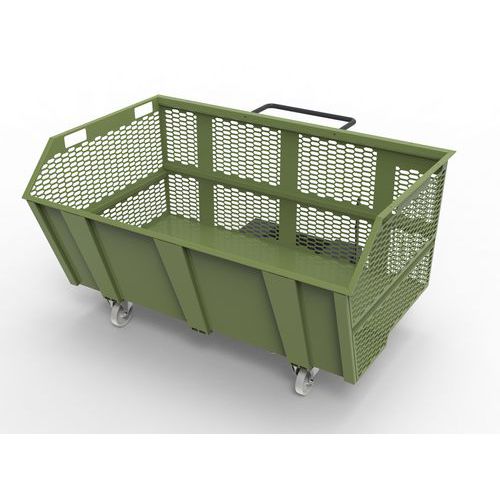 Benna porta rottami 2000L - pareti in rete RAL 6011,