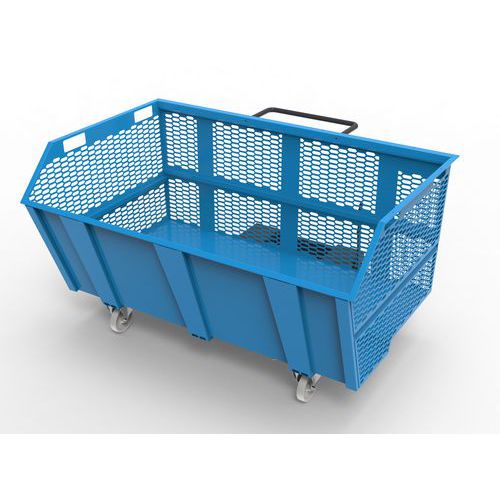 Benna porta rottami 2000L - pareti in rete RAL 5012,