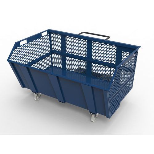 Benna porta rottami 2000L - pareti in rete RAL 5010,