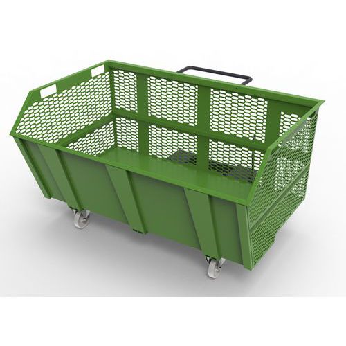 Benna porta rottami 2000L - pareti in rete RAL 6018,