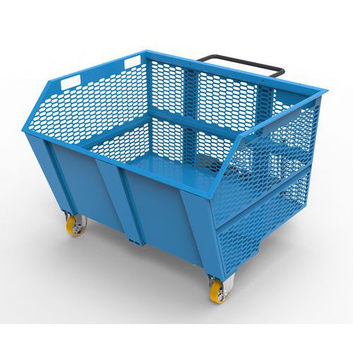 Benna porta rottami 1350L - pareti in rete RAL 5012,