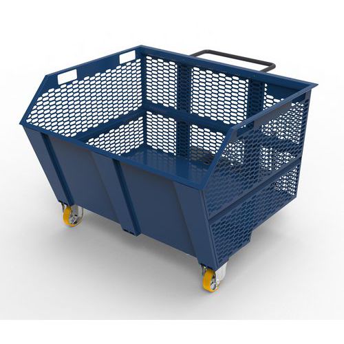 Benna porta rottami 1350L - pareti in rete RAL 5010,