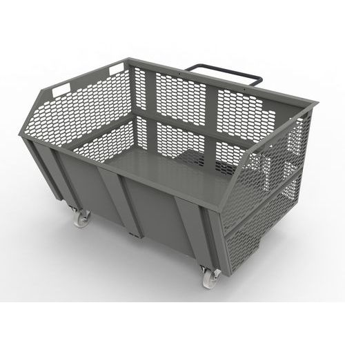 Benna porta rottami 1600L - pareti in rete RAL 7000,