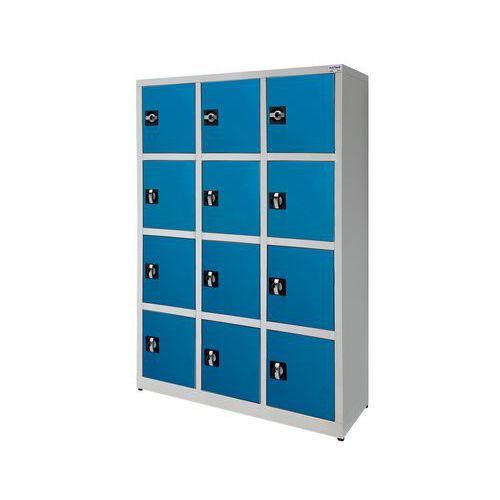Armadio casellario 12 scomparti chiusura a chiave blu,