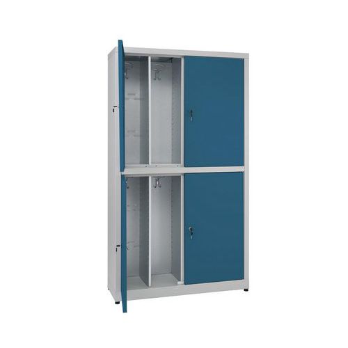 Armadio spogliatoio 4 ante chiusura a chiave blu,