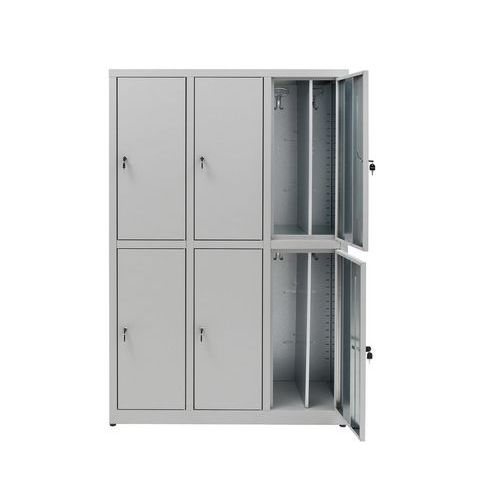 Armadio spogliatoio 6 ante chiusura a lucchetto grigio,