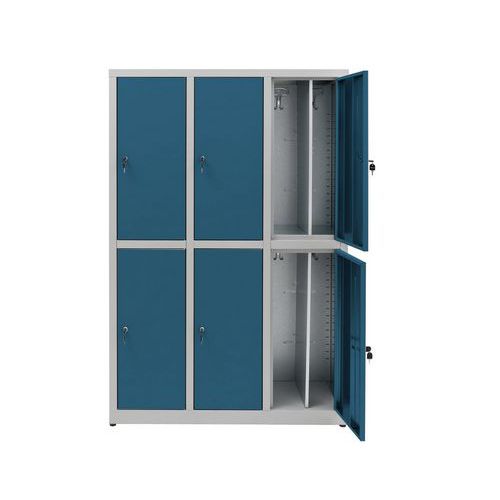 Armadio spogliatoio 6 ante chiusura con lucchetto blu,