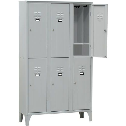 Armadio spogliatoio 6 ante con portascarpe grigio lucchetto,