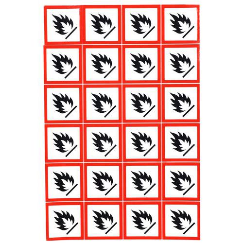 Cartello Infiammabile - Adesivo - 24 per lastra - 28mm,