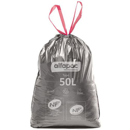 Sacco per rifiuti con impugnature scorrevoli NF 50 L,