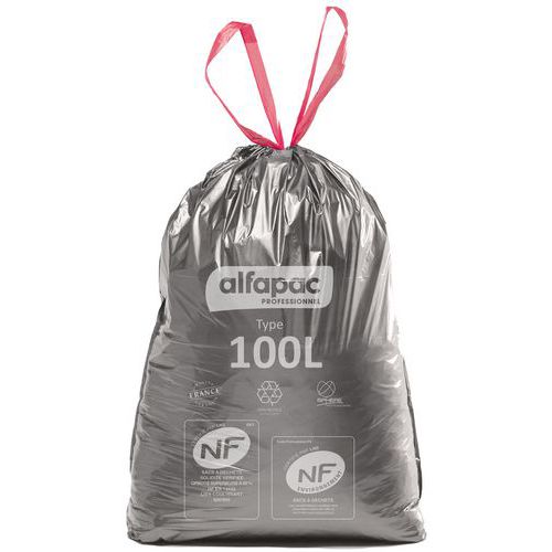 Sacco per rifiuti con impugnature scorrevoli NF 100 l,
