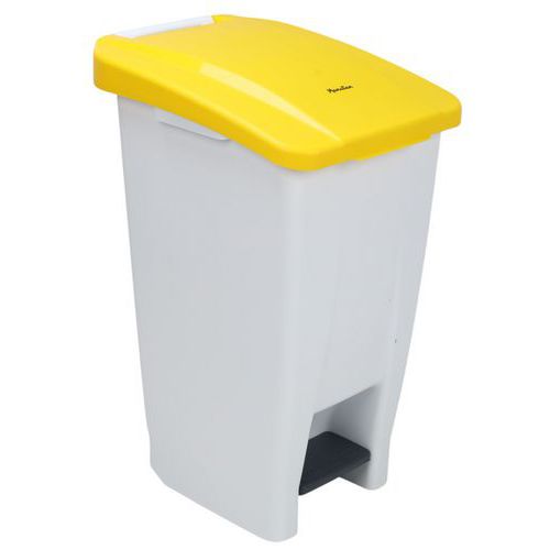 Pattumiera mobile pedale 60 L coperch bianco giallo,