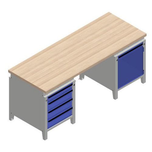 Banco 1 cassettiera 4 cassetti L 2000 mm portata max 1000 kg,