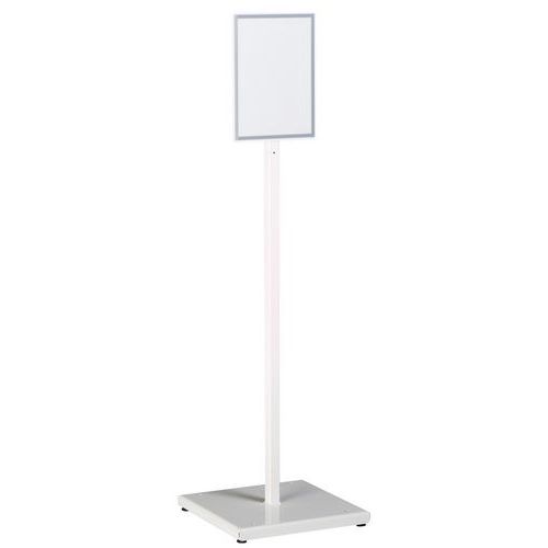 Pannello informativo bianco A4 verticale su base Indik,
