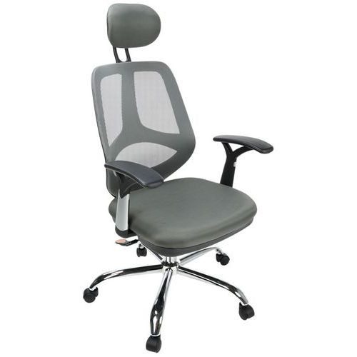 Sedia da ufficio Tria grigia, bracciolo fisso - Ergonomica,