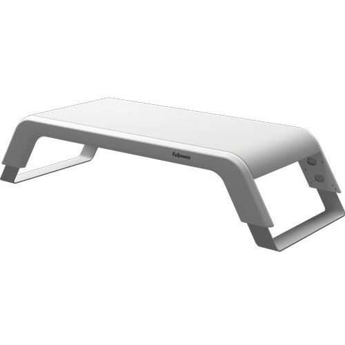 Supporto monitor HANA struttura alluminio piano ABS bianco,