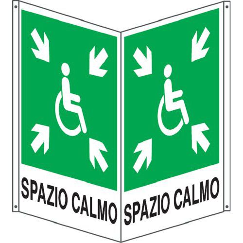 Cartello emergenza - bifacciale verticale - punto calmo,