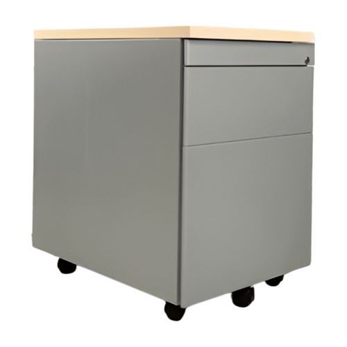 Cassettiera mobile ricondizionata-2 cassetti-Grigio e legno,