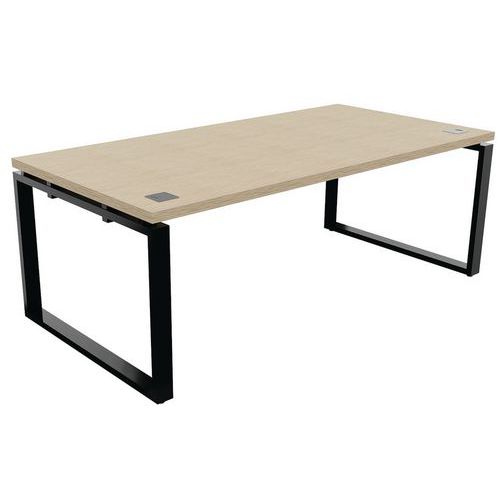 Scrivania dir L200xP100cm gambe nero/rovere con venature,