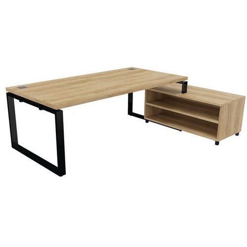 Scrivania dir L200xP100cm mob cont gambe nero/rov Nebraska,