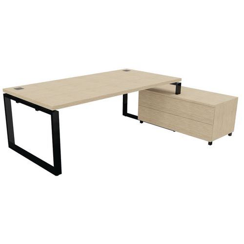 Scrivania dir L200xP100cm cassett gambe nero/rov venature,