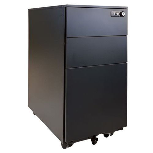 Cassettiera ricondizionata nera opaca con serratura a codice,