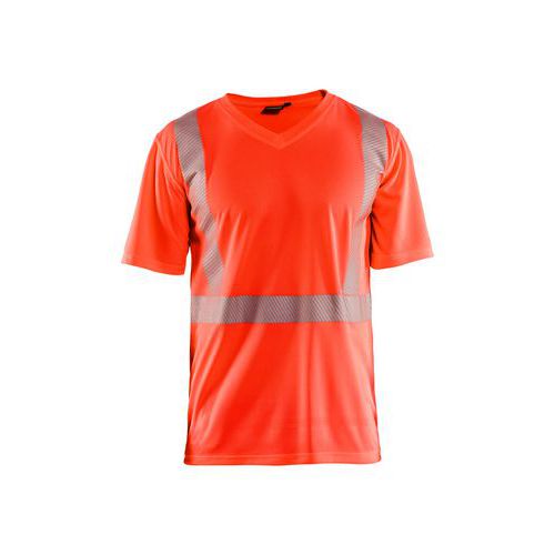 T-shirt anti-UV alta visibilità rosso fluo 6XL,