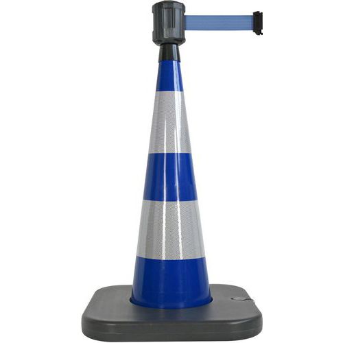 Cono 90 cm blu base da zavorrare con nastro 2mx5cm blu ,