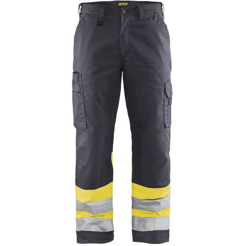 Pantaloni artigiano alta visibilità grigio medio/giallo fluo,