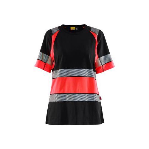 T-shirt di sicurezza alta visibilità donna in rosso/nero,