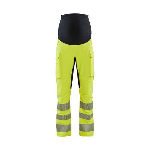 Pantaloni premaman ad alta visibilità estensibili 4D giallo,
