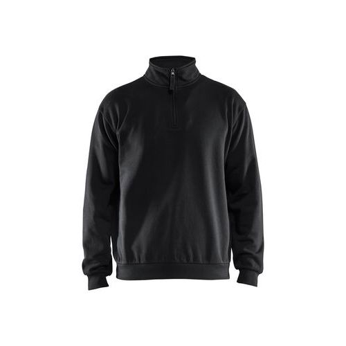 Felpa con collo con zip in nero,