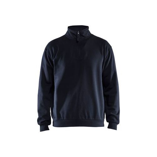 Felpa con collo con zip blu marina,