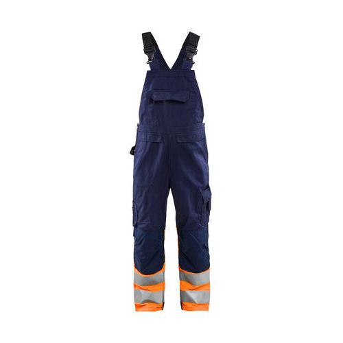 Salopette alta visibilità blu marina e arancione fluo D108,