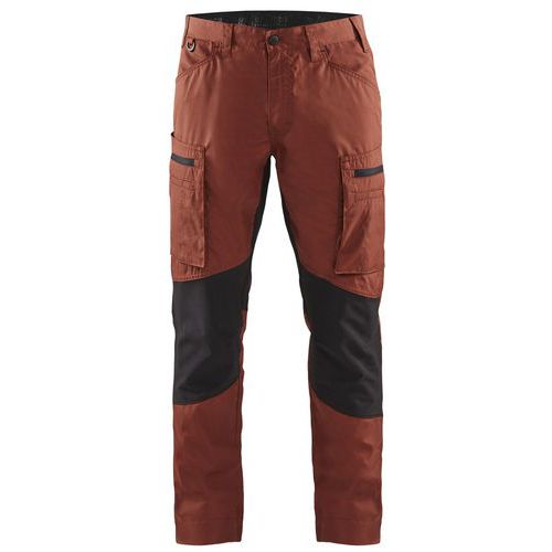 Pantaloni da lavoro +stretch rosso/nero D96,