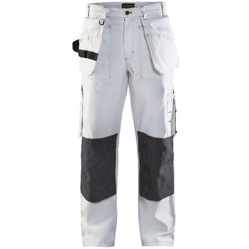 Pantaloni pittura con tasche pensili bianco/grigio scuro C44,