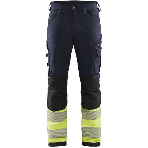 Pantaloni ad alta visibilità stretch 4D blu mar/giallo fluo,
