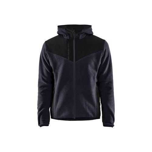 Giacca in tricot con Softshell blu marina scuro e nero,