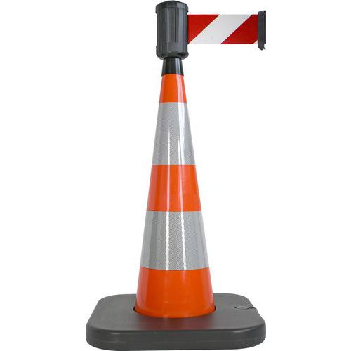 Cono delimitazione base zavorr aranc-4mx10cm-Rosso/bianco,