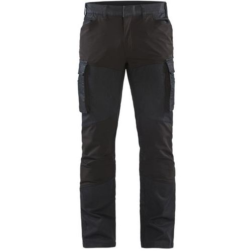 Pantaloni lavoro denim stretch 2D blu scuro/nero D120,
