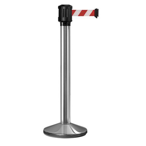 Paletto per esterni cromato con nastro 4m rosso/bianco ,