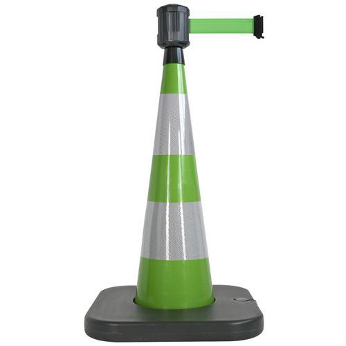 Cono 90 cm verde base da zavorrare con nastro 4mx5cm verde ,