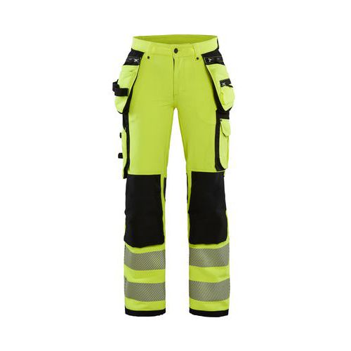 Pantaloni stretch 4D HV donna giallo fluo/nero D25,
