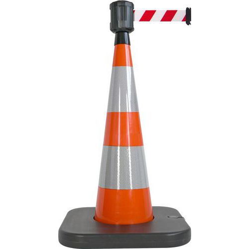 Cono delimitazione base zavorr arancione-2mx5cm-Rosso/bianco,